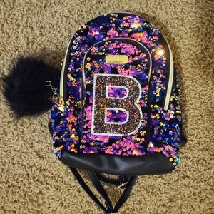 Justice mini sequin letter B backpack